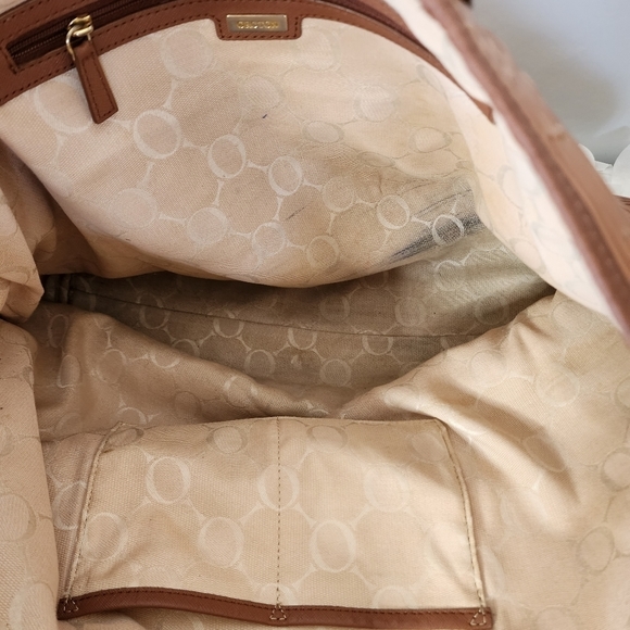 Oroton tote bag Saffiano PU leather chestnut 42x33 cm - Picture 9 of 16